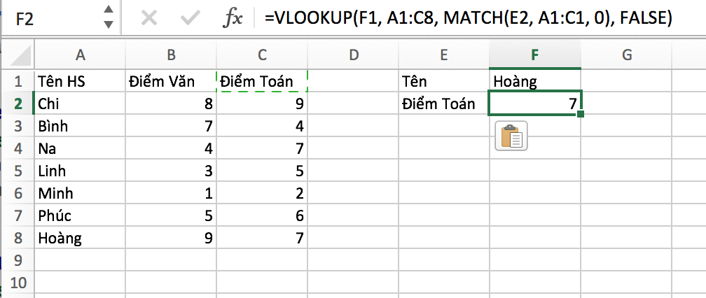Hàm Match và các ứng dụng của hàm Match trong Excel 2007, 2010, 2013, 2016