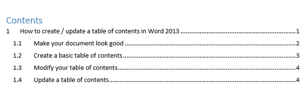 Cách tạo, cập nhật mục lục trong Word 2019, 2016, 2013