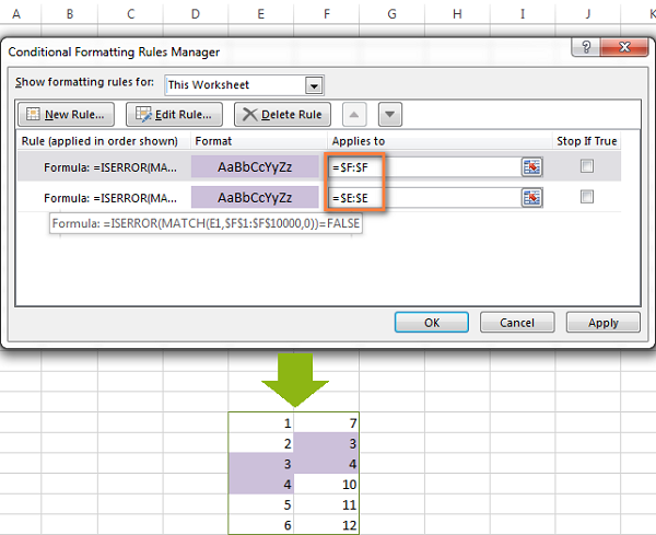 Công thức Excel để định dạng có điều kiện dựa trên giá trị ô khác