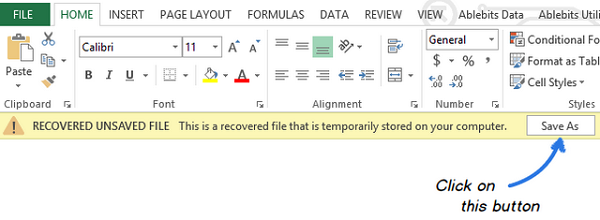 Cách phục hồi file Excel chưa lưu hoặc bị ghi đè