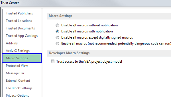Cách bật macro trong Excel 2010, 2013, 2016