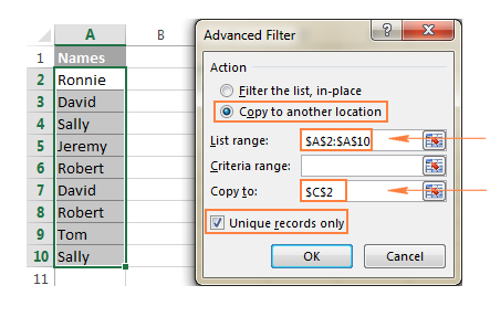 Cách lọc ra một danh sách các giá trị duy nhất và khác biệt trong Excel