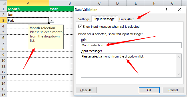 Cách thiết lập hộp thoại xổ xuống đẹp mắt cho chức năng kiểm duyệt dữ liệu Data Validation trong Excel