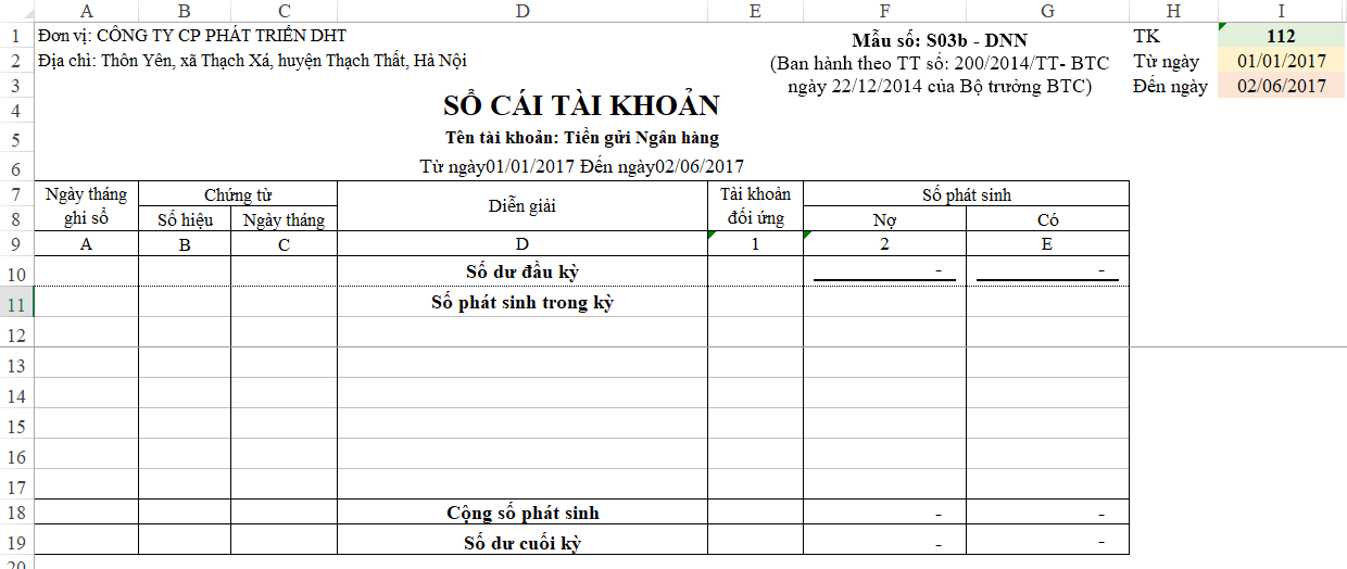 Hướng dẫn cách tạo mẫu Sổ cái trên Excel cực kỳ đơn giản