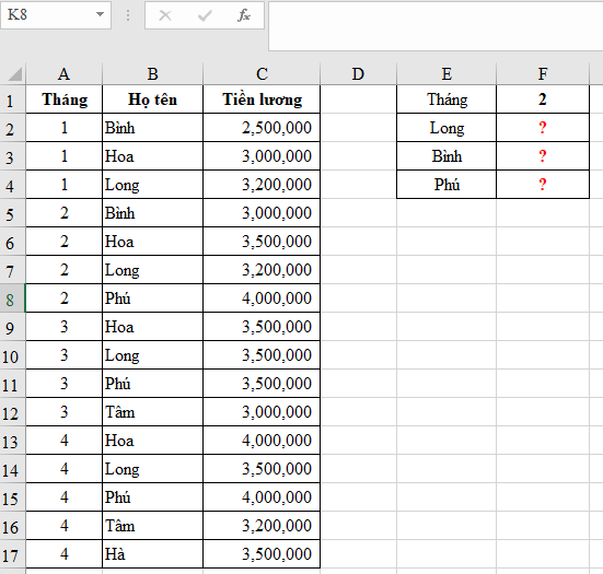 Hàm, công thức Excel sử dụng trong kế toán tiền lương, nhân sự: Hàm SUMIFS