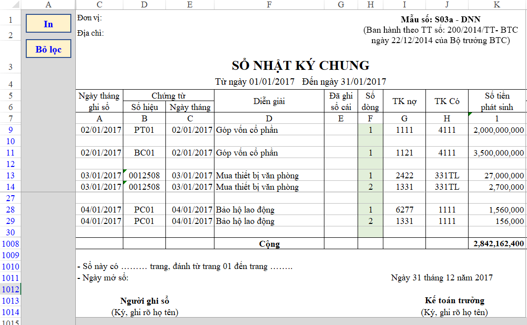 Thiết lập lệnh in tự động trong Excel với VBA
