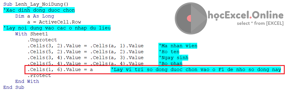 Cập nhật nội dung từ Form vào bảng danh sách