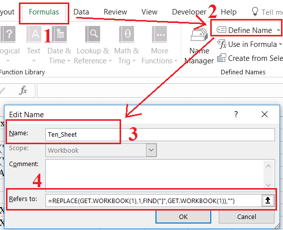 Hàm lấy tên Worksheet đang làm việc