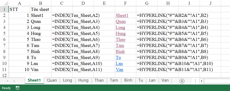 Tạo liên kết với hàm Hyperlink Tạo liên kết với hàm Hyperlink