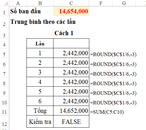 Cách tính trung bình của một số theo từng lần