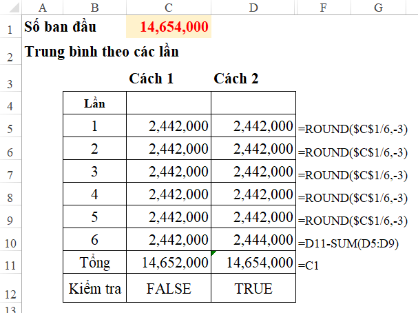 Cách tính trung bình của một số theo từng lần