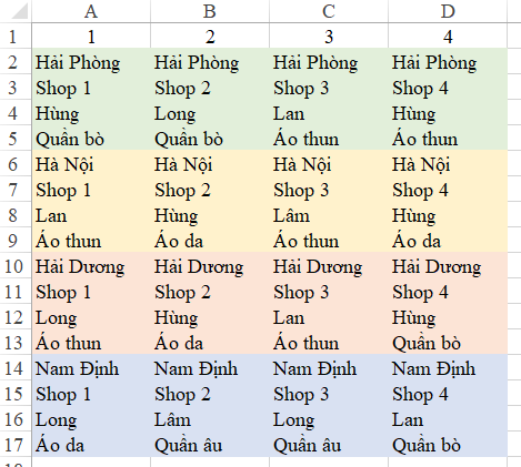 Chuyển đổi cách sắp xếp dữ liệu trong một vùng bằng VBA