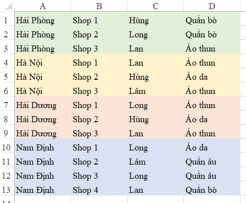 Chuyển đổi cách sắp xếp dữ liệu trong một vùng bằng VBA