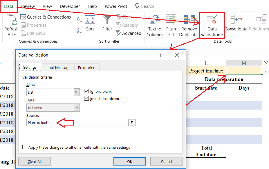 Hướng dẫn cách lập bảng so sánh kế hoạch với thực hiện dự án trong Excel