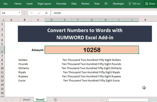 Hướng dẫn dùng NUMWORD Excel Add-in để chuyển Số thành Chữ