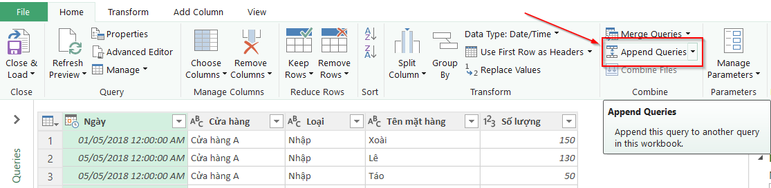 Cách gộp dữ liệu từ nhiều bảng vào 1 bảng sử dụng Power Query