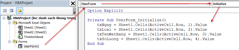 Hướng dẫn cách mở userform bằng thao tác double click VBA Excel