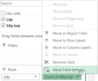 Cách lập báo cáo tỷ lệ phần trăm trong excel bằng Pivot table đơn giản nhất