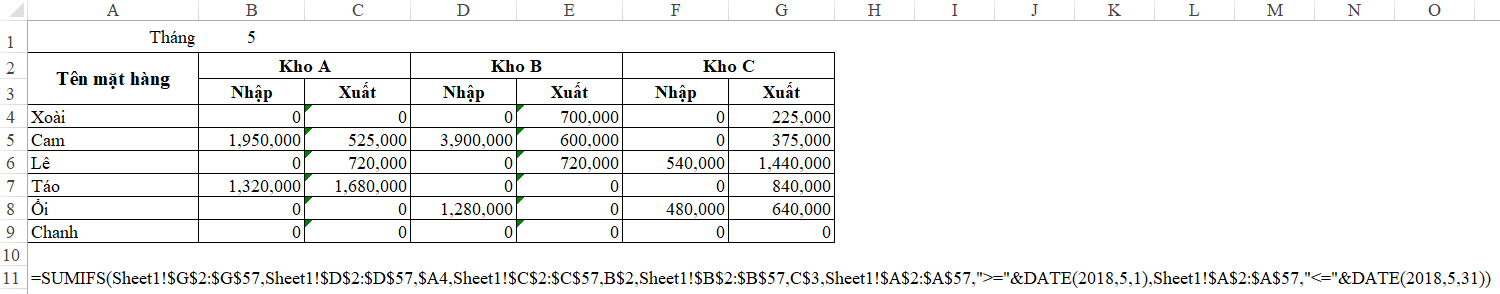 Hướng dẫn cách lập báo cáo tổng hợp theo nhiều điều kiện trên Excel