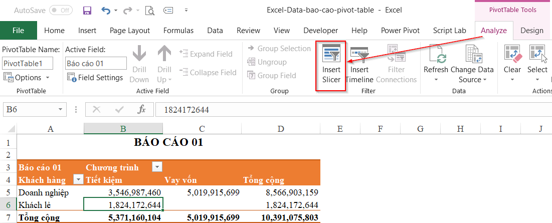 Tìm hiểu về Slicer – Công cụ giúp lọc đồng thời nhiều báo cáo Pivot table