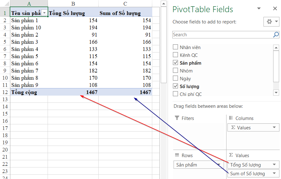 Hướng dẫn cách xếp hạng trong báo cáo bằng Pivot Table