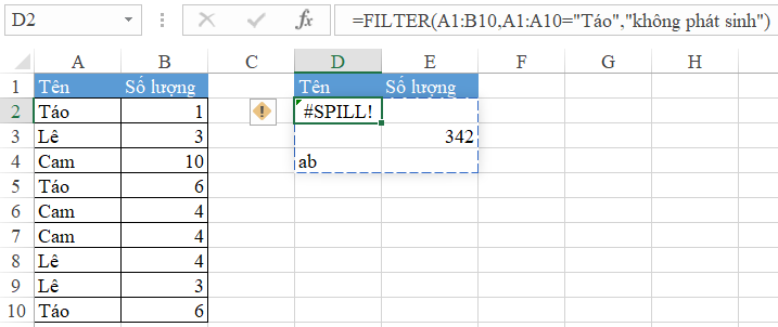 Hướng dẫn cách sử dụng hàm FILTER trong Excel Office 365