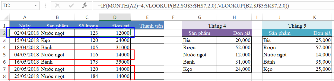 Hướng dẫn cách viết hàm VLOOKUP kết hợp hàm IF