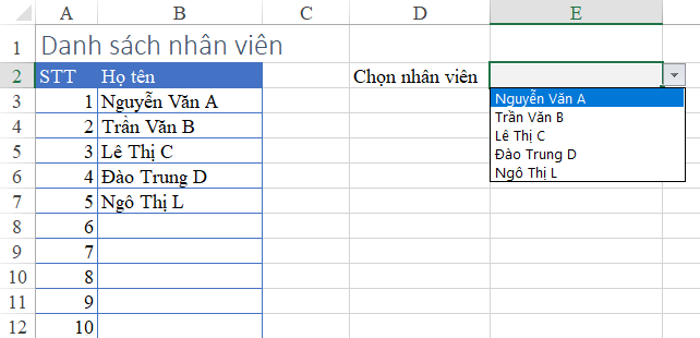 Hướng dẫn cách tạo danh sách động trong Excel với hàm OFFSET