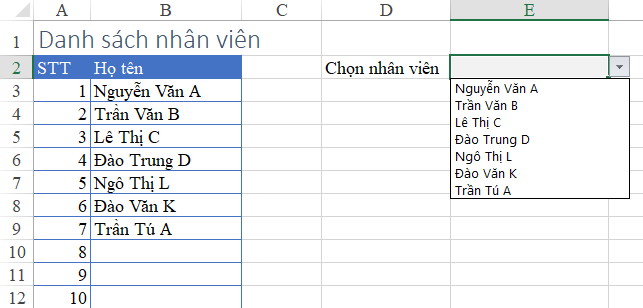 Hướng dẫn cách tạo danh sách động trong Excel với hàm OFFSET
