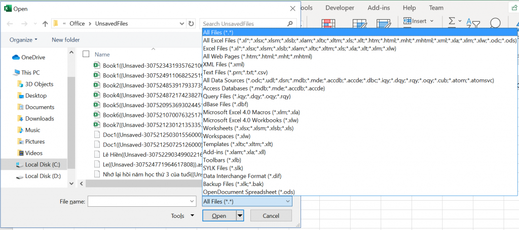 Cách lấy lại File Excel do bị tắt đột ngột