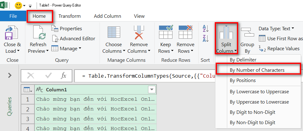 Tách ngày tháng tính thứ bằng Power Query