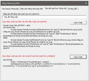 Cách viết tiếng Việt có dấu trong VBA