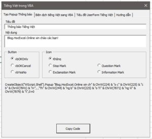 Cách viết tiếng Việt có dấu trong VBA