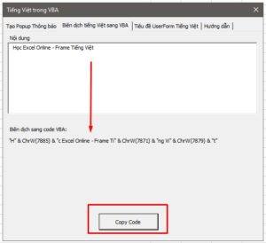 Cách viết tiếng Việt có dấu trong VBA