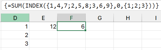 Sự khác biệt khi xử lý nested array của công thức mảng cũ và mới trong Excel