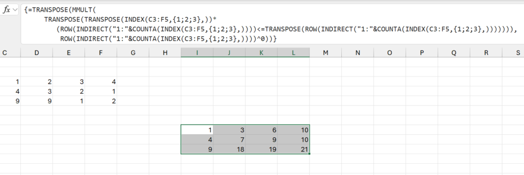 Sự khác biệt khi xử lý nested array của công thức mảng cũ và mới trong Excel