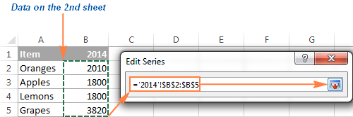Select data on the second sheet you want to add to your Excel graph. Select data on the second sheet you want to add to your Excel graph.