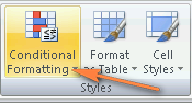 Conditional formatting in Excel 2007 Conditional formatting in Excel 2007