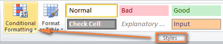 Conditional formatting in Excel 2010 Conditional formatting in Excel 2010