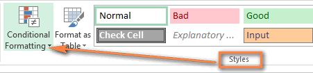 Conditional formatting in Excel 2013 Conditional formatting in Excel 2013