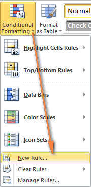 Creating a new conditional formatting rule in Excel Creating a new conditional formatting rule in Excel