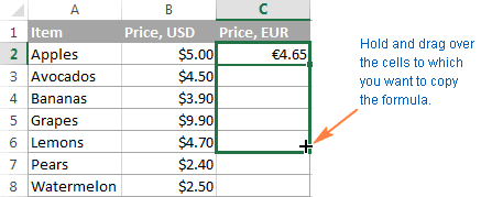Copying the formula with a relative cell reference to other cells Copying the formula with a relative cell reference to other cells