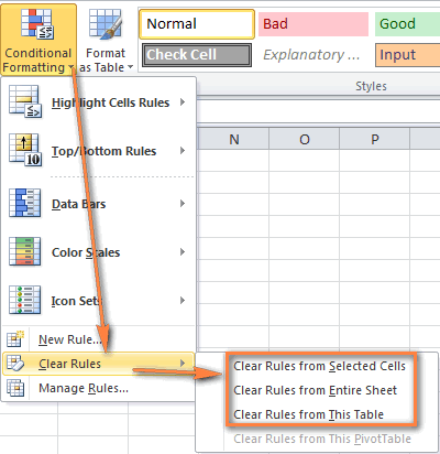 Delete conditional formatting rules in Excel. Delete conditional formatting rules in Excel.