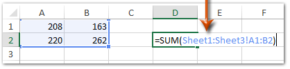 Cách AutoSum nhiều cột/hàng/trang tính trong Excel