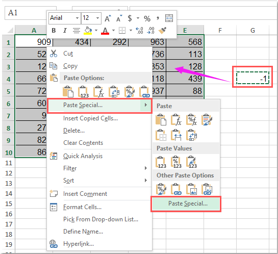 Cách chuyển số dương thành số âm trong Excel