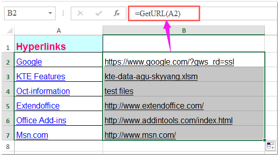 Cách lấy địa chỉ thật từ các Hyperlink trong Excel