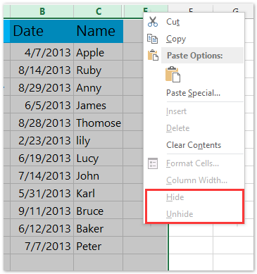 Cách bảo vệ/khóa cột ẩn trong Excel