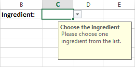 A message is displayed when a cell with the drop-down list is clicked. A message is displayed when a cell with the drop-down list is clicked.