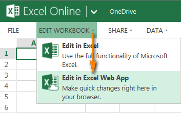 To switch to editing mode, click Edit Workbook > Edit in Excel Web App. To switch to editing mode, click Edit Workbook > Edit in Excel Web App.