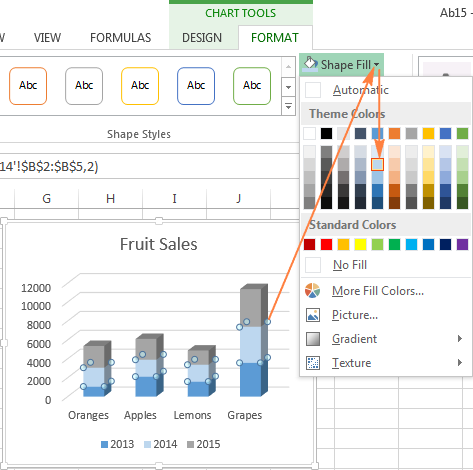 Changing the color of the selected data series Changing the color of the selected data series